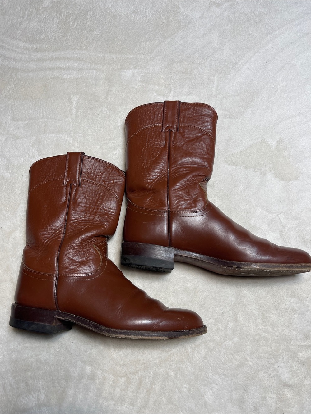 Justin Boots Men's Chestnut Brown Leather Pull-On Western Boots Size 7B